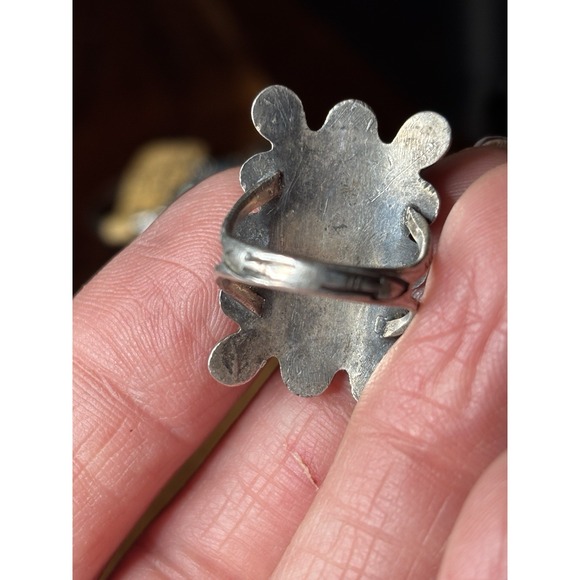Vintage Tribal Sterling Silver And Turquoise Ring Size 4.5 Native American - Picture 5 of 5